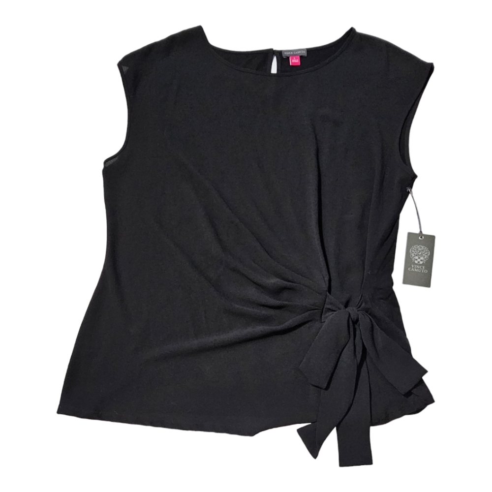 Vince Camuto Black Tank Top with Side Tie